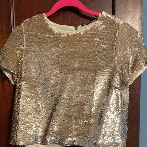 Ark & Co Gold Sequin Short Sleeve Top